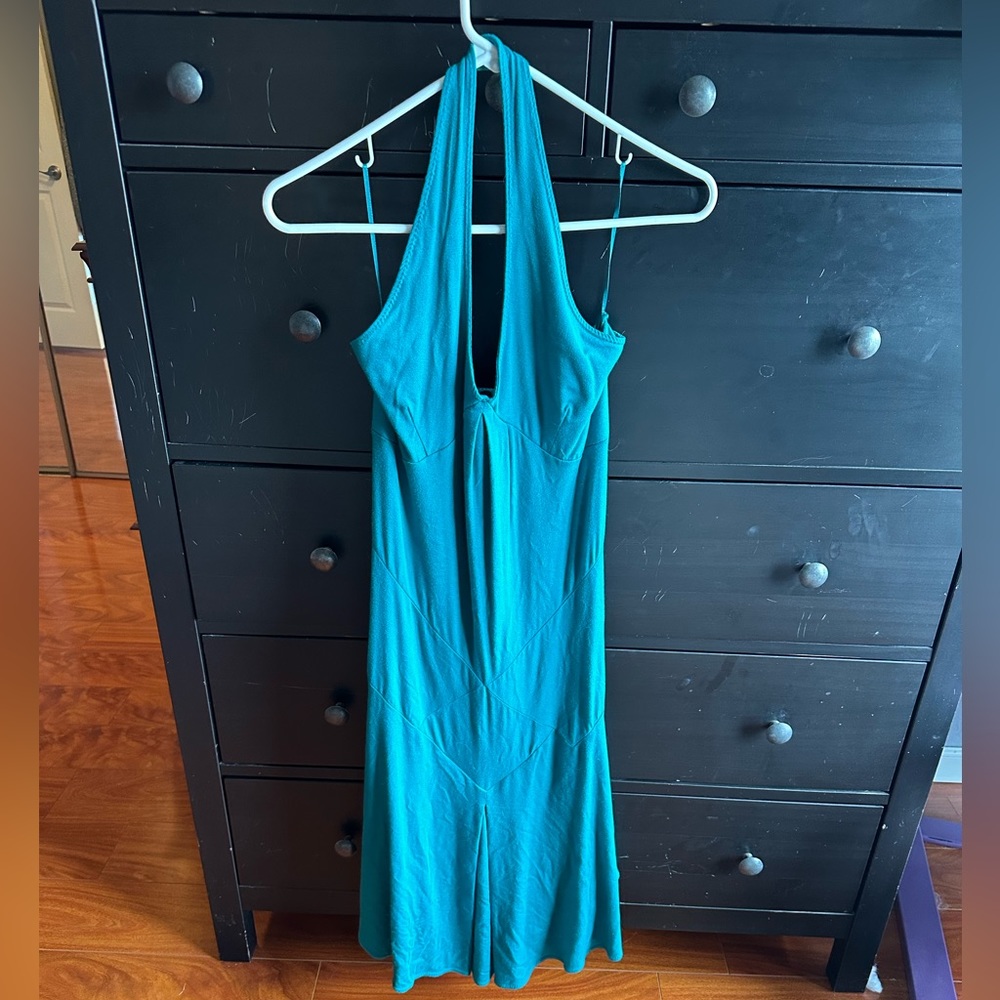 Moda International Teal Halter Dress Small